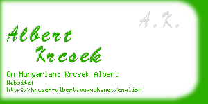 albert krcsek business card